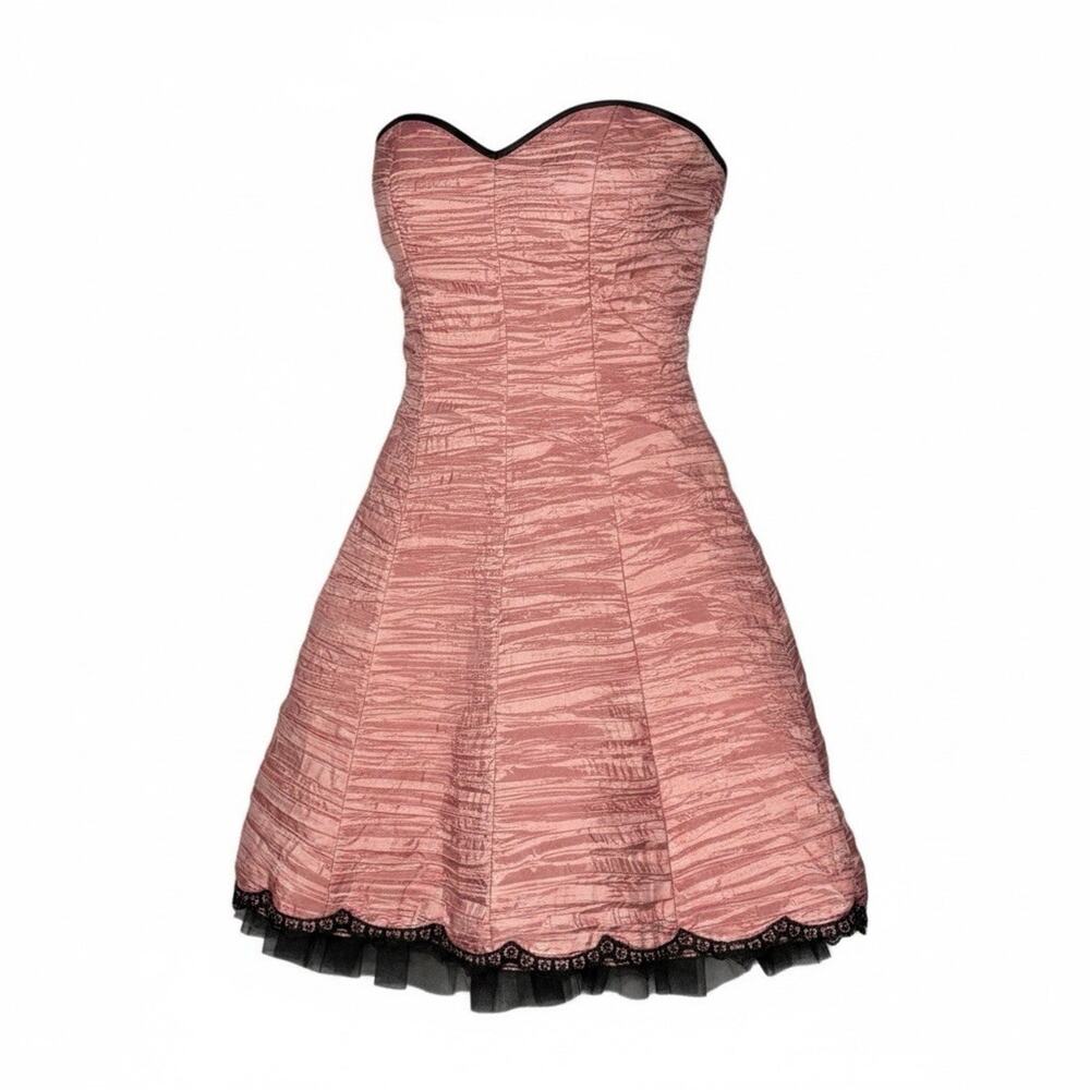 Jessica McClintock Gunne Sax Vtg 90 Y2k Pink Size 5 satin strapless party dress
